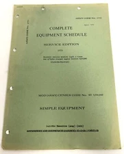 British Military Issue Complete Equipment Schedule Army Code No.31772 Booklet