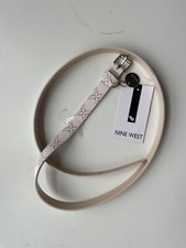 Nine West Women’s Pink Belt Synthetic Leather Sliver Tone Buckle Size XL