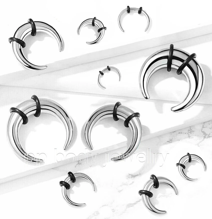 PAR DE CAMILLA CÓNICA BÚFALO DE ACERO QUIRÚRGICO 16G-00G con juntas tóricas orejas y tabique Foto 2 de 3