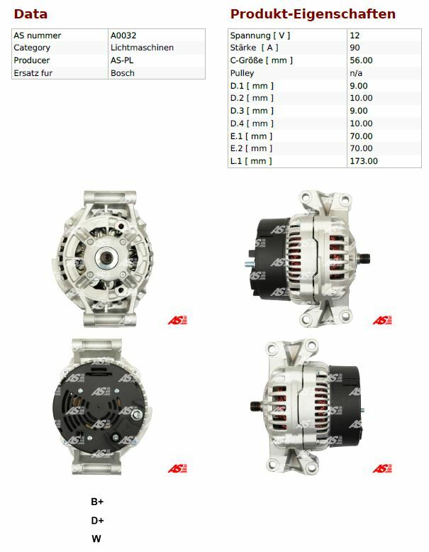 As-Pl Alternator Generator for Mercedes Benz C200 C220 Sprinter Vito