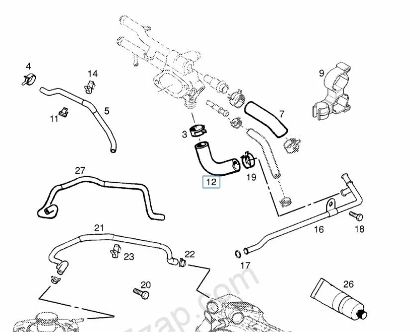 TUBO CONDOTTO FLESSIBILE BIPASSO TERMOSTATO 1.7 cc  OPEL 1337233 - GM 97086694 - Immagine 3 di 3