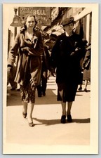 Postcard RPPC Two Women in Dresses on Street