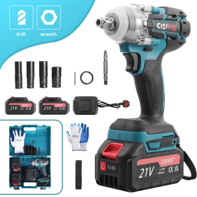 1000Nm 1/2" Cordless Brushless Electric Impact Wrench Gun Driver For Makita 18V