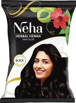 Neha Herbals Henna Hair Color, 10 g (Pack of 10) Black Colour Free Shipping