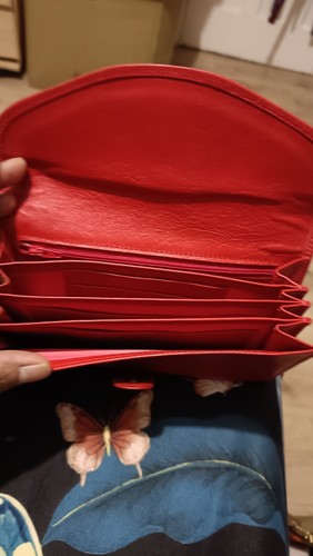 Smythson Red Leather Envelope Clutch Bag And Purse - Picture 4 of 12