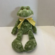 Vtg Animal Adventure Frog Plush Yellow Gingham Bow 15  Stuffed Animal Toys R Us