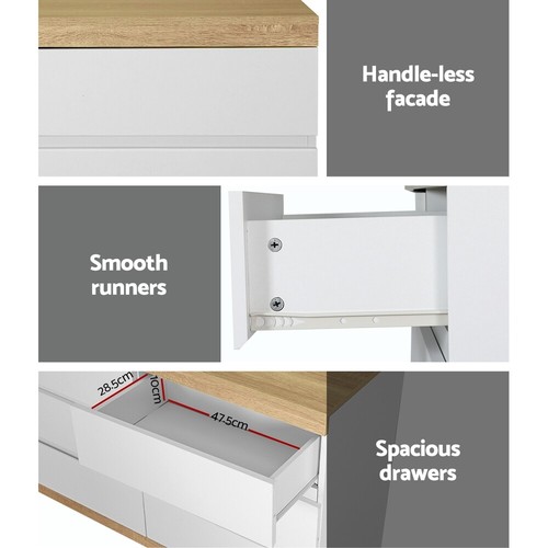 Artiss 6 Chest of Drawers Cabinet Dresser Table Tallboy Storage Bedroom White - Picture 6 of 8