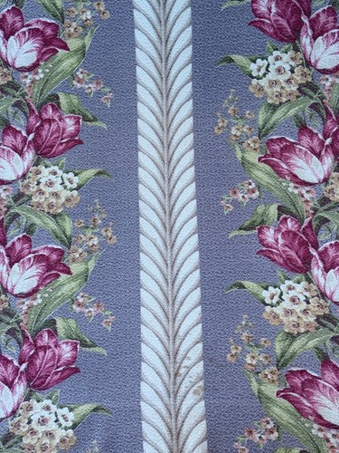2.5YDS Nubby 1930s Victoriana Shabby Chic Parrot Tulips Barkcloth Vintage Fabric - Picture 12 of 15