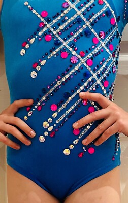 Rhythmic Gymnastics Turnanzug Mädchen 116-128 Velour (dehnbar) Electric Blue