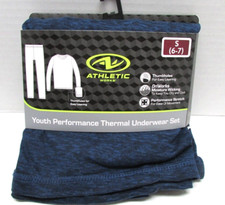 Athletic Works Thermal Underwear Set Boys Size S 6-7 Blue Thumbholes Pajamas