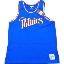 MITCHELL & NESS SNEAKER POLITICS BLUE BASKETBALL JERSEY SIZE S