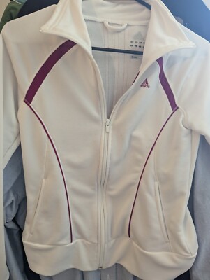  Adidas ClimateLite White Womens  Zip-Up Jacket Size m