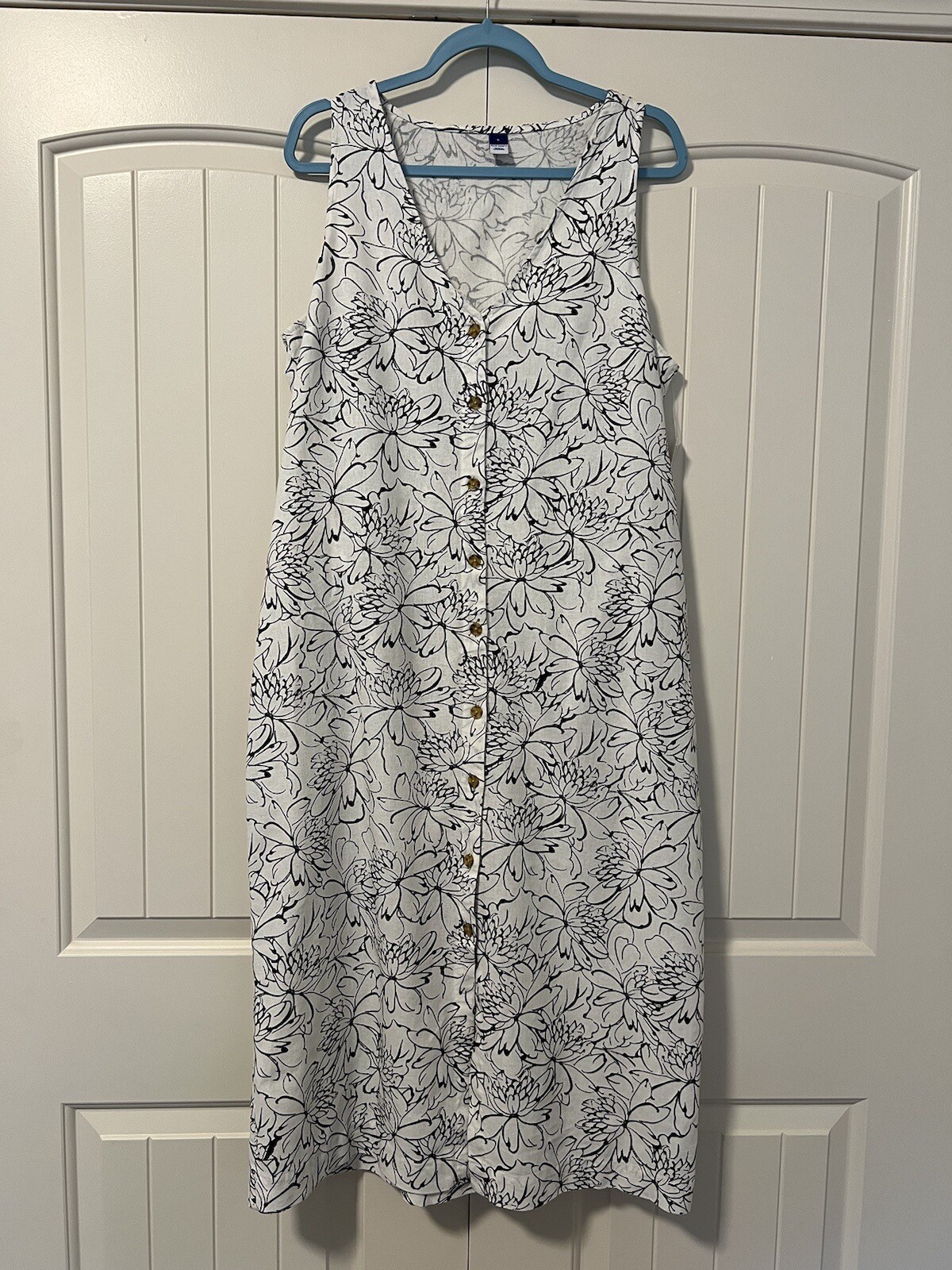 Old Navy Sleeveless Button-Front Linen-Blend Maxi Dress Size L