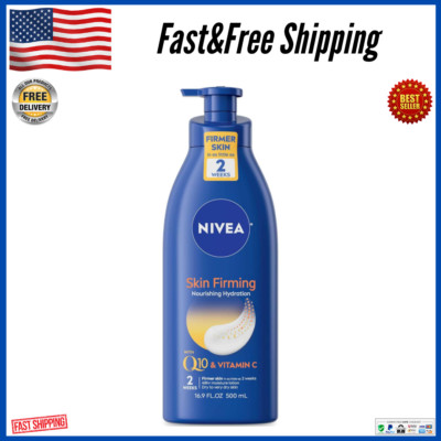 NIVEA Nourishing Skin Firming Body Lotion with Q10 and Vitamin C, 16.9 Fl Oz Pum