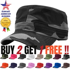 Men's Camo Military Cap - Cadet Style Hat for Outdoor Wear Cotton Dad Hats