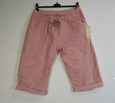 Lagenlook Ladies Stretchy 76% Viscos Magic Knee Length Shorts Onesize :p Lus 16-20