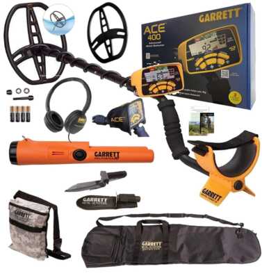 Garrett ACE 400 Metal Detector Bundle with DD Waterproof Search Coil Premium Gar
