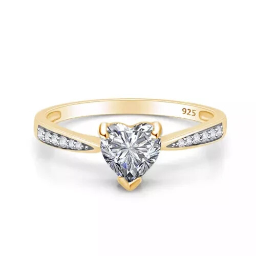 Anillo solitario de 0,50 quilates corte corazón moissanita promesa oro amarillo macizo 10K - Imagen 1 de 5