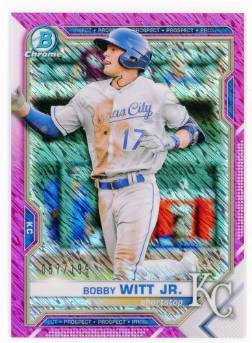 E389 BOBBY WITT JR RC PINK SHIMMER REFRACTOR 2021 BOWMAN CHROME 57/199 #BCP-1