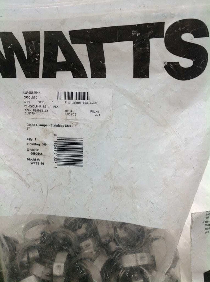 Abrazaderas de acero inoxidable Watts WP9S-16 1" - NUEVAS EN CAJA de 100 Foto 3 de 4