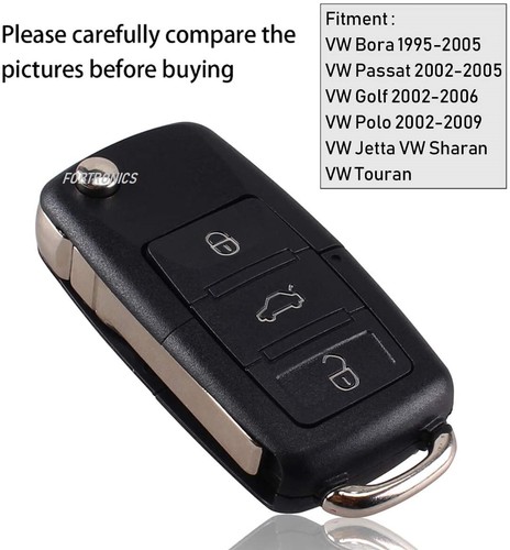 For VW 3 Button Remote Key Fob Case Golf Bora Jetta Passat Polo WITH LOGO A61 - Picture 8 of 9