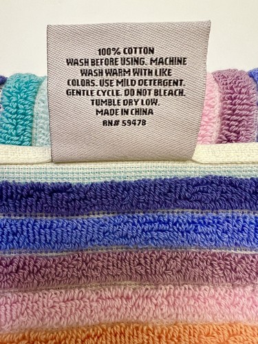 4pc Rachel Zoe RAINBOW STRIPES 2 Bath 2 Hand Towel Set 100% Cotton NWT - Picture 9 of 9