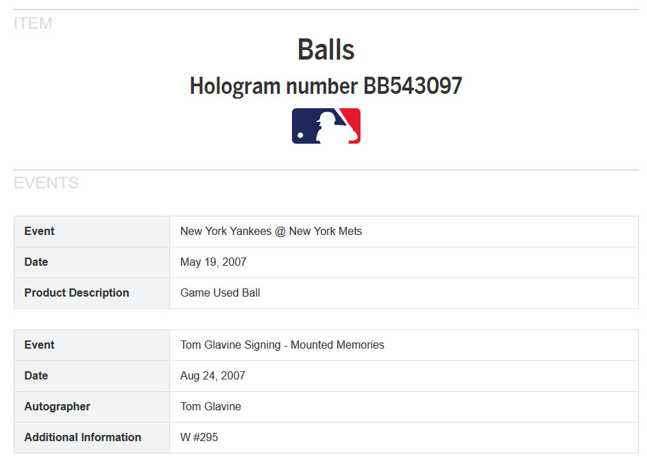 Tom Glavine Mets signed Game used Win #295 Baseball Auto MLB Holo Steiner Hof view 4