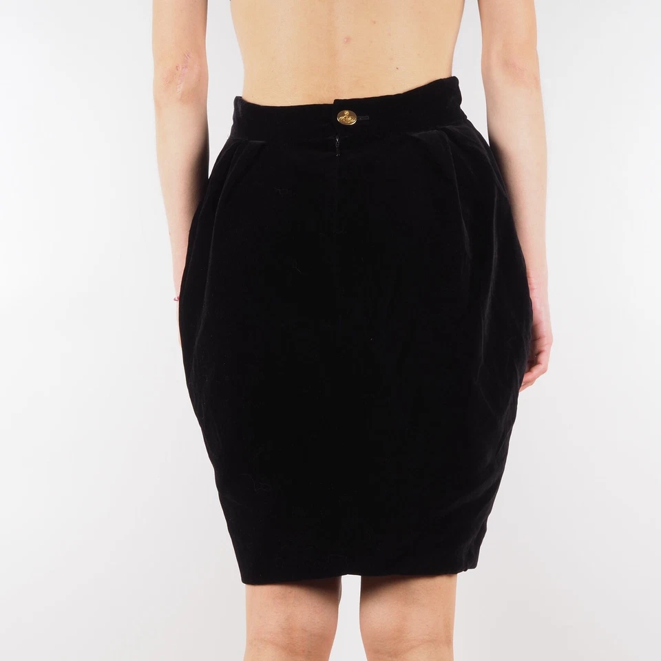 Vivienne Westwood 复古黑色丝绒郁金香高腰裙,尺寸 UK12 US10 — 第 3/4 张图片