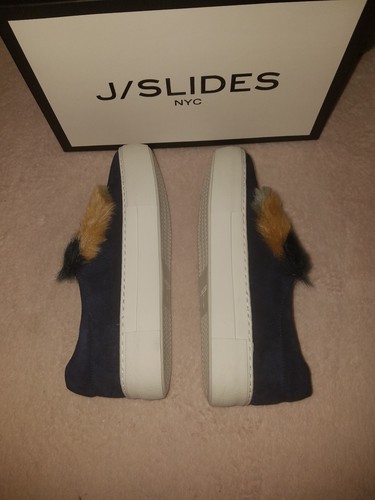 Zapatillas de gamuza J Slides Alexi con piel talla 6-10 azul marino $150.00 - Imagen 7 de 12