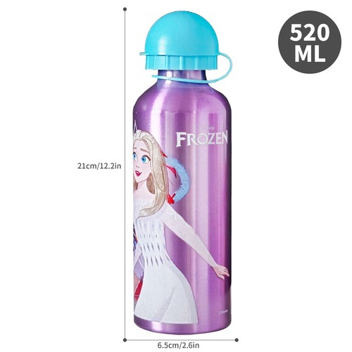 Disney Frozen Aluminium Bottle Water Drinks Children School Anna Elsa Purple - Picture 3 of 3