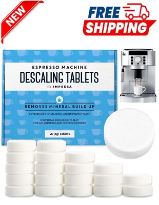 [20 Pack] Espresso Machine Descaler Tablets to Remove Mineral Build Up Descaling