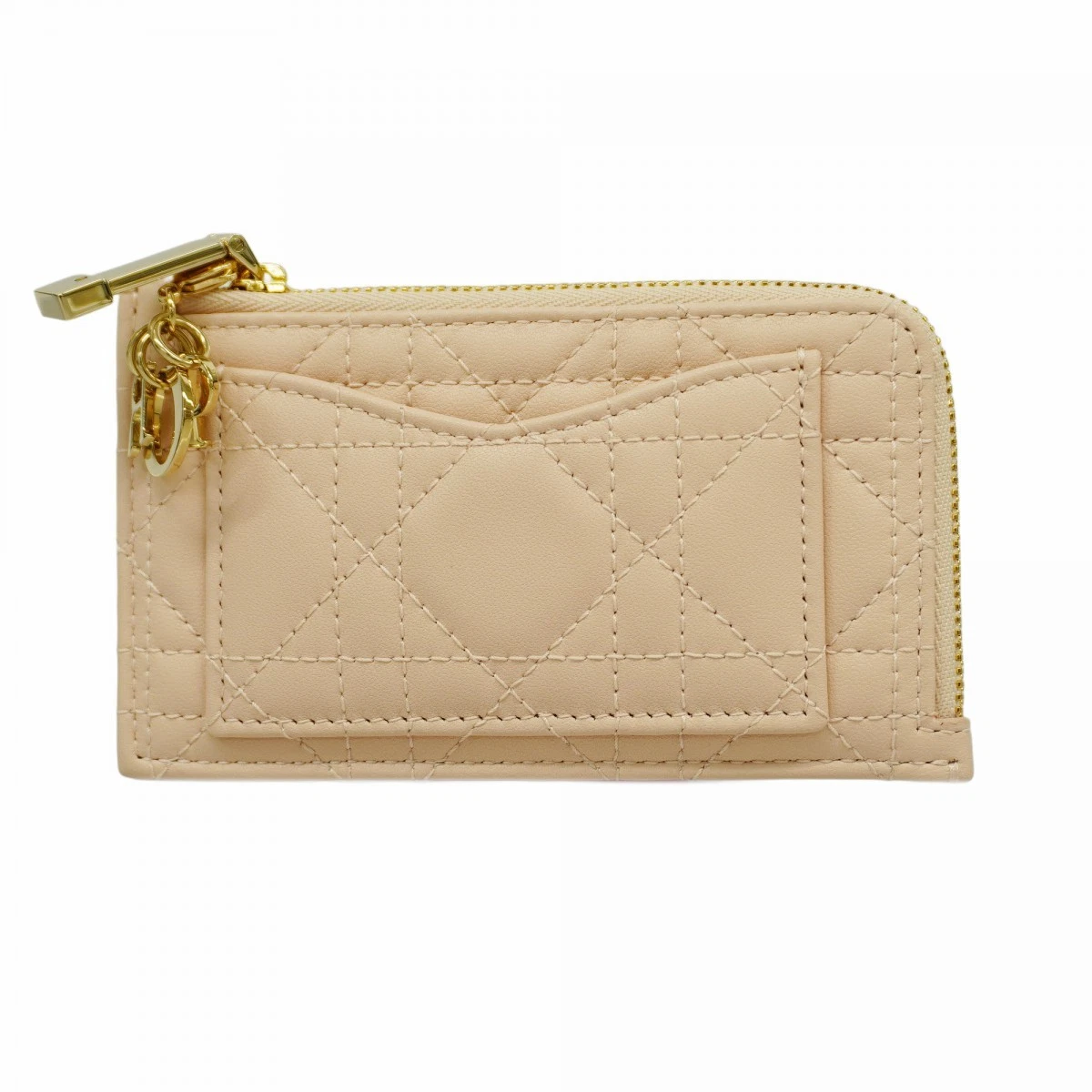 5Ce5923 Christian Dior porte monnaie canage cuir rose champagne or quincaillerie utilisation