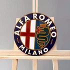 Alfa Romeo Milano V3 Heavy Metal Sign – Round Garage Wall Decor 30 cm / 11.8”