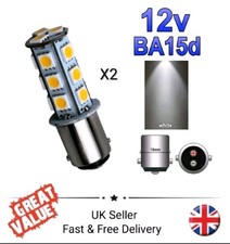 2x 12v Cool White BA15d Interior Light Bulb 18 SMD LED Motorhome Boat Caravan