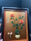 Vintage Pair Framed Blooming Glass Flowers Asian Wall Decor Made in Taiwan — photo 3