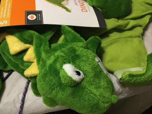 NEW Halloween Costume Green Plush Dinosaur Pet Dog Cat Size Small S 5-15 Lbs - Picture 4 of 5