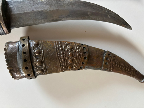 Antique / Vintage Arab Jambiya Khanjar Knife w/ Original Scabbard - Bild 8 von 9