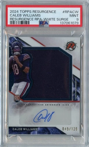 2024 Resurgence Caleb Williams WHITE SURGE Rookie RC Patch Auto #'D 49/125 PSA 9