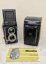 Minolta Autocord LMX, 75mm f3.5 Rokkor lens,  very good condition.   Instruction