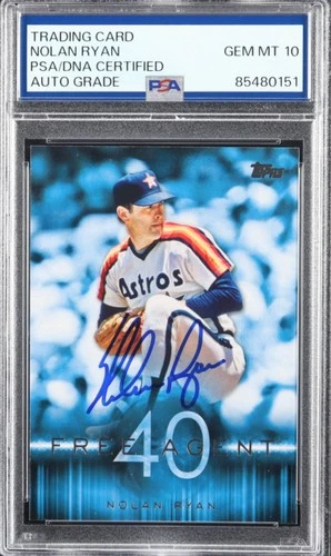 Nolan Ryan Signed 2015 Topps Free Agent 40 #F404 PSA Auto 10