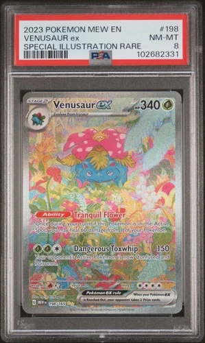 2023 POKEMON MEW EN-151 SPECIAL ILLUSTRATION RARE #198 VENUSAUR EX PSA 8