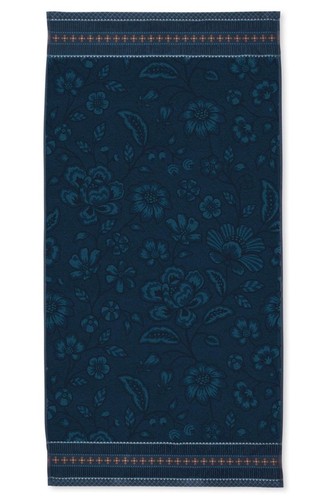 PIP Studio Handtuch Jasmin Dark Blue 55x100 cm Jacquard Frottee Blumen blau - Bild 1 von 5