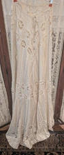 Edwardian Victorian Ivory Cotton Cutwork Lace Skirt Train Museum Deaccession