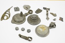 Konvolut alte Zinn-Bierkrug-Deckel + Daumenheber + Plomben – Bastler – Deko – 19