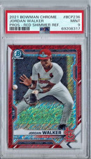 2021 Bowman Chrome Jordan Walker (Cardinals) Red Shimmer /10 No. BCP236 PSA 9