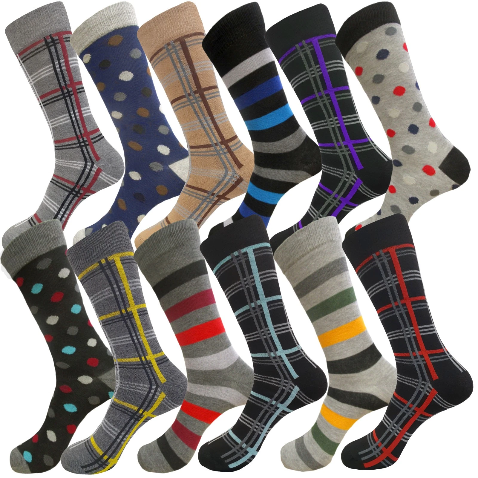 MULTI PATTERN First quality Multi color Men's COTTON Dress Socks 10-13