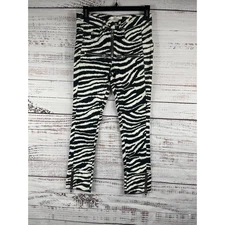 Isabel Marant Etoile Pants Women's 34 Zebra Print Stretch Velvet Jeans