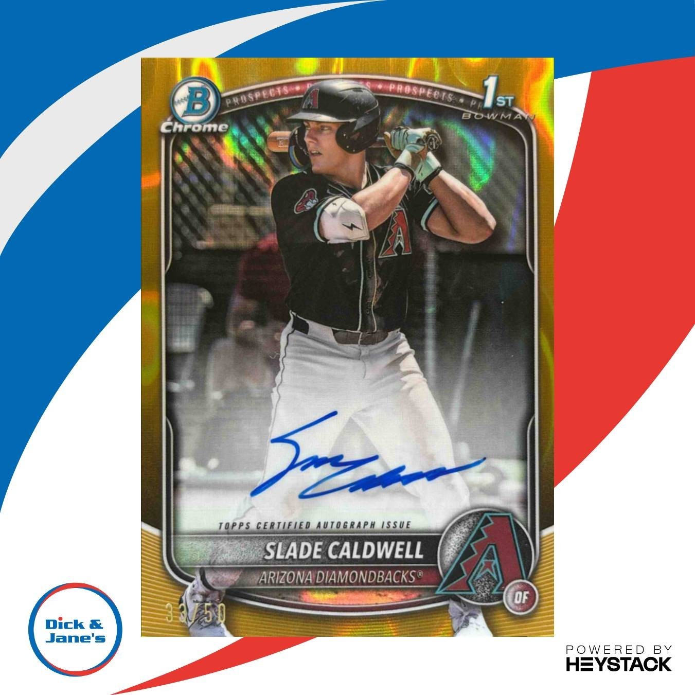 2025 Bowman Slade Caldwell Chrome Auto Gold Lava Refractor 33/50 1st Prospect