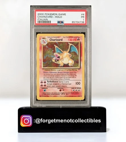 Rare 2000 Pokémon Game Italian Charizard base set Holo #4 PSA 1 POOR