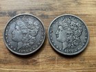 US Morgan Silver Dollars 2 coins circulated details Pre 1904 Lot F6 — photo 1